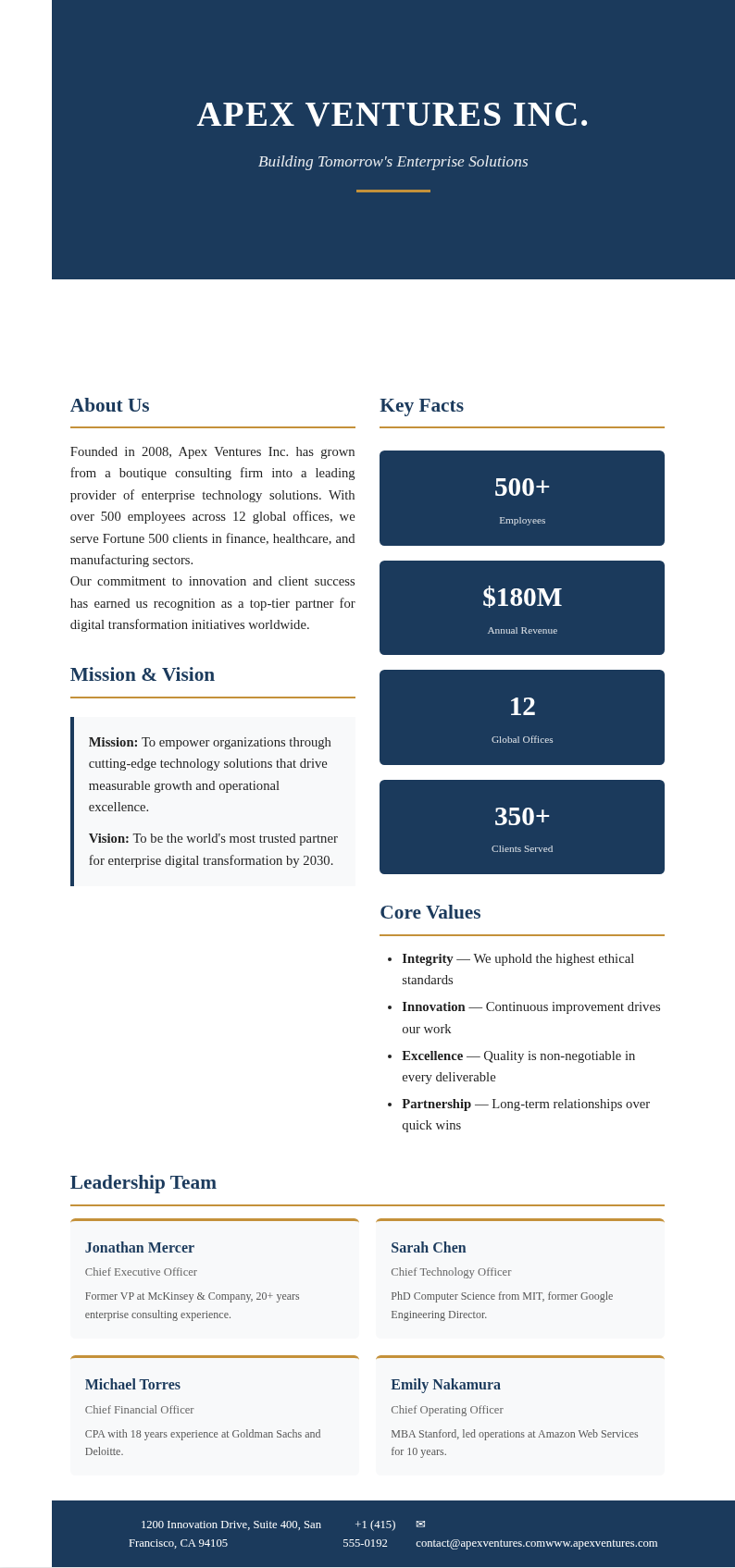 Classic professional company profile